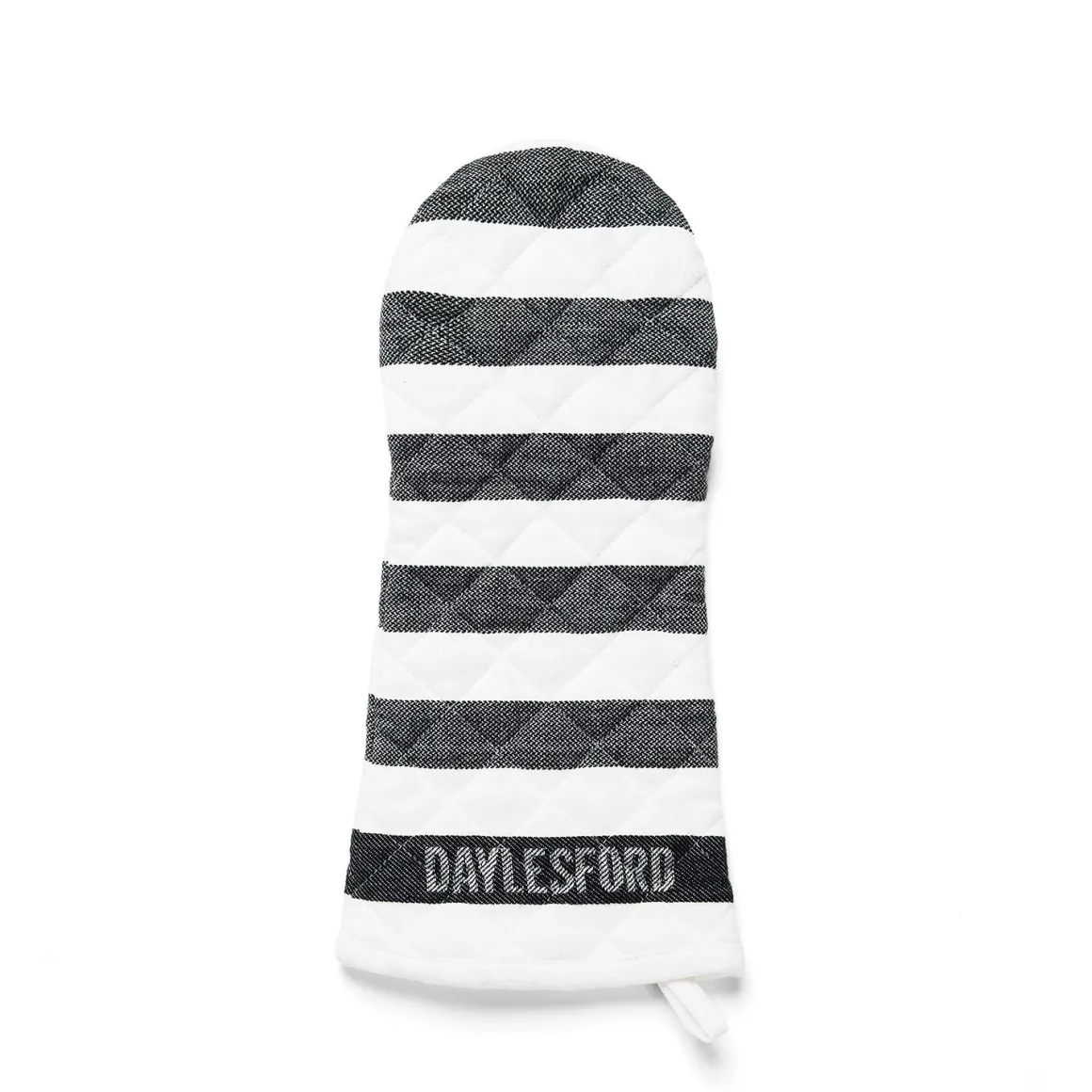 Daylesford Organic Aprons & Tea Towels>Black & White Stripe Oven Glove