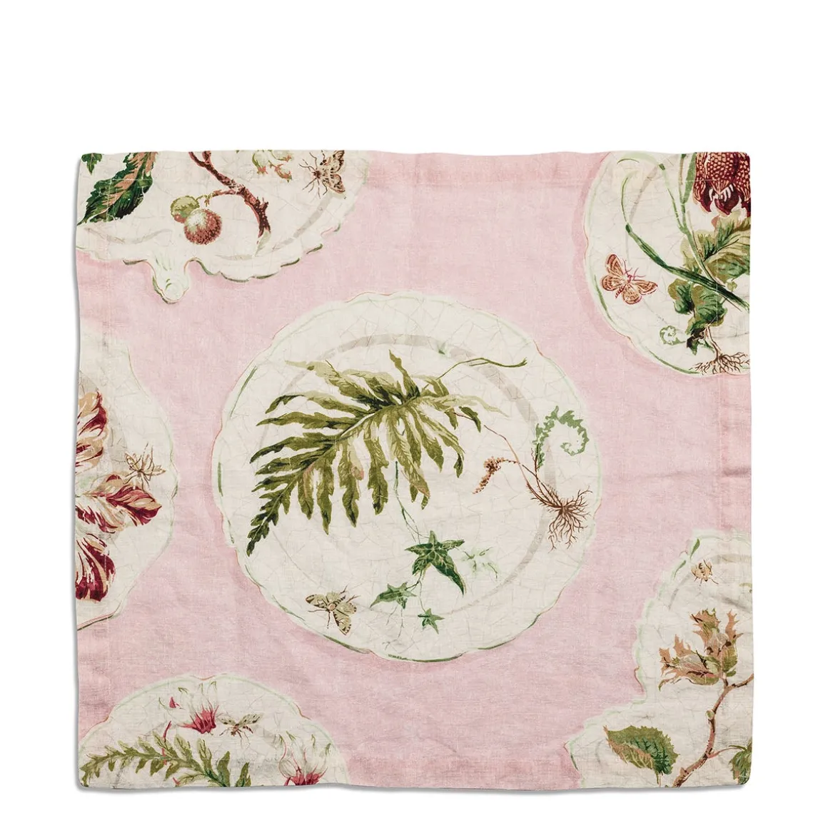 Daylesford Organic Table Linen|Tableware>Daylesford X Colefax Quince Garden Napkin in Pink with Fern