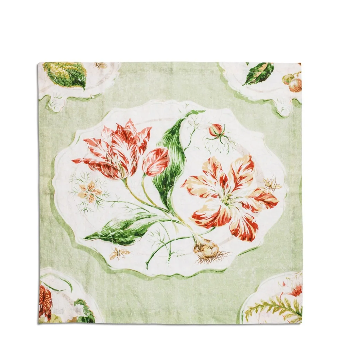 Daylesford Organic Table Linen|Tableware>Daylesford x Colefax Quince Garden Napkin in Green With Tulips