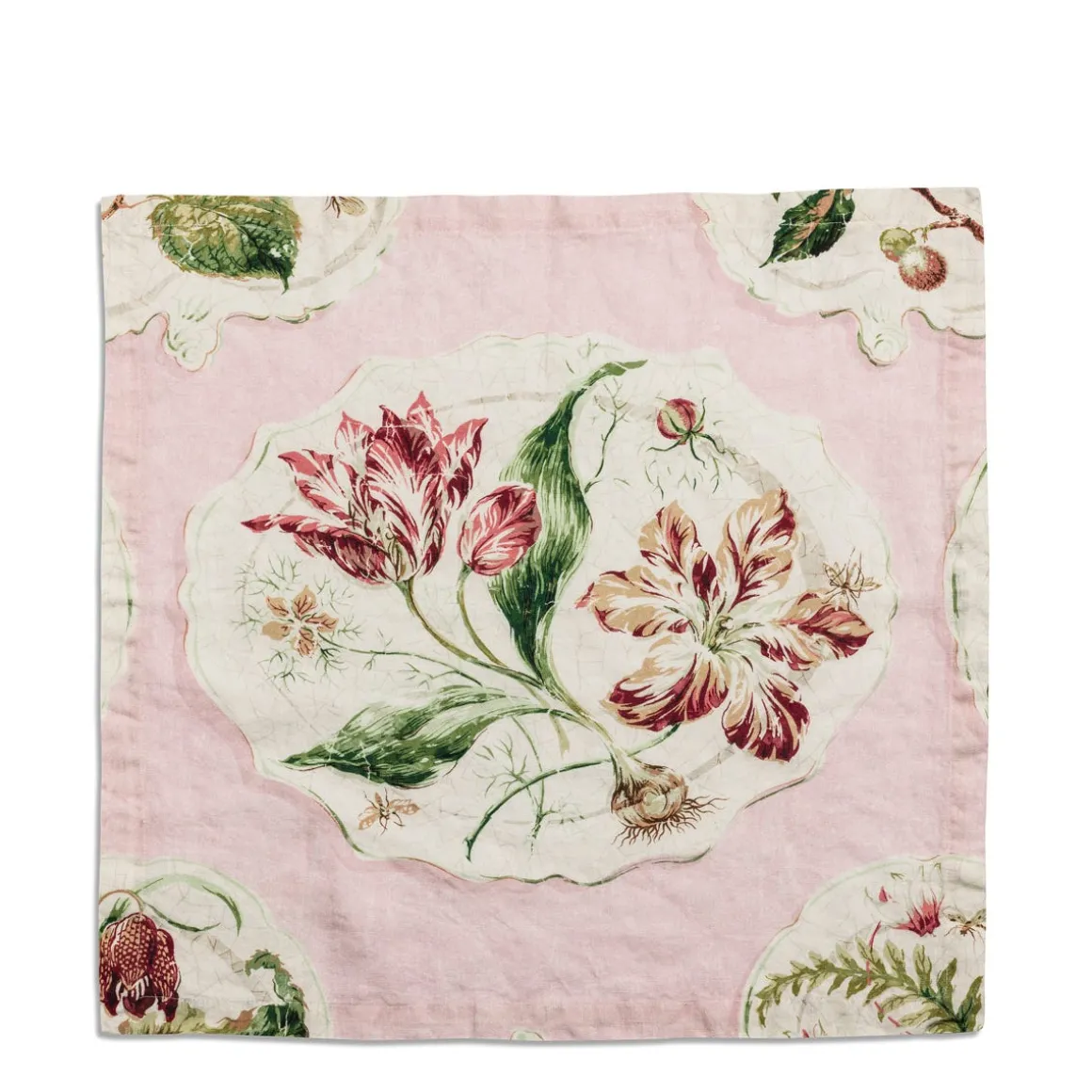 Daylesford Organic Table Linen|Tableware>Daylesford X Colefax Quince Garden Napkin in Pink with Tulip
