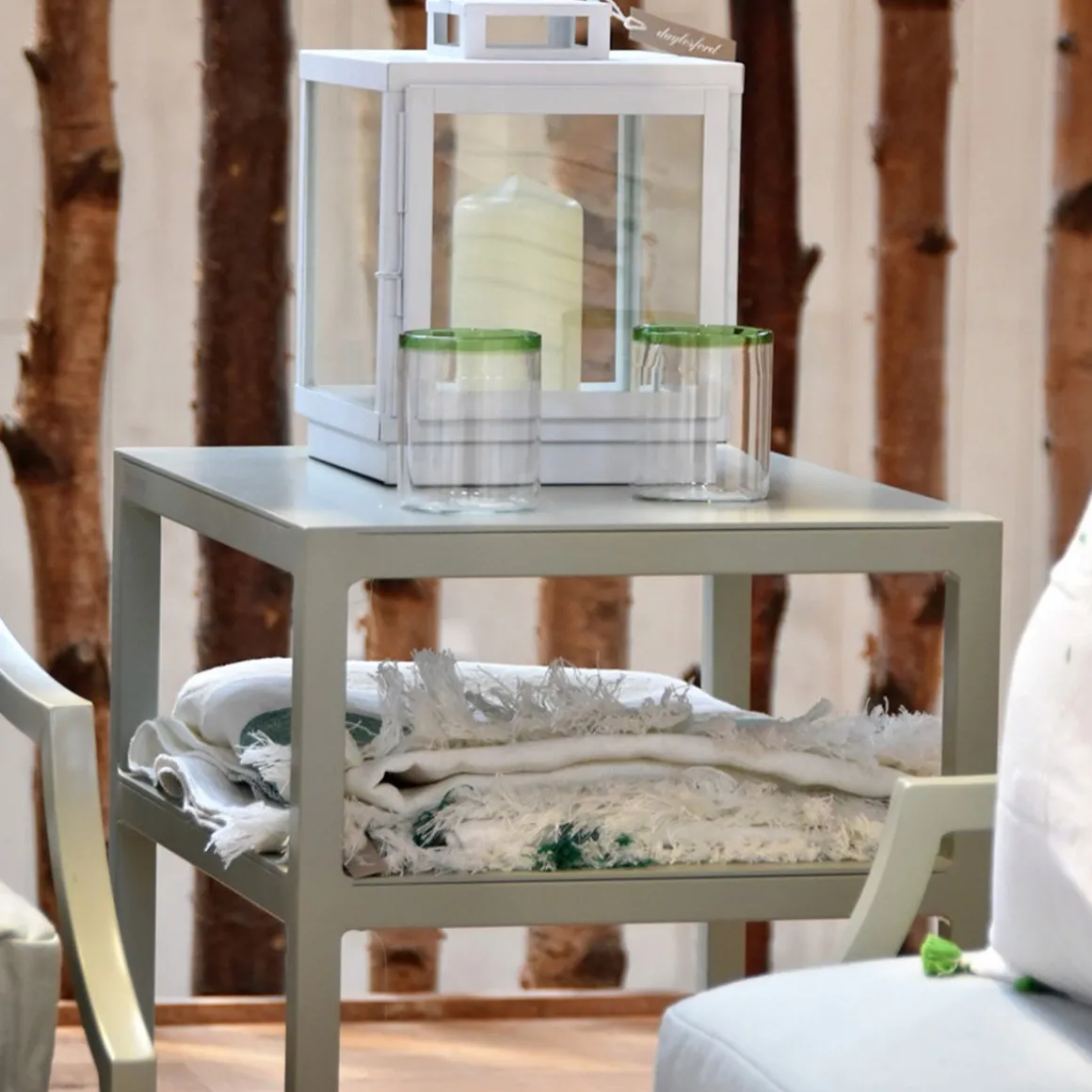Daylesford Organic Garden Furniture>Kingham 2 Tier Side Table, Cotswold Green