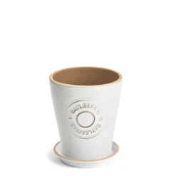 Daylesford Organic Pots>Small Lucas Planter with saucer, white