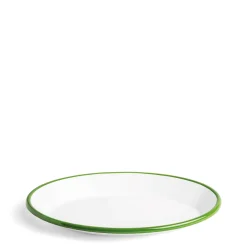 Daylesford Organic Tableware>White & Green Enamel Oval Plate