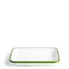 Daylesford Organic Tableware>White & Green Enamel Rectangular Dish 26cm