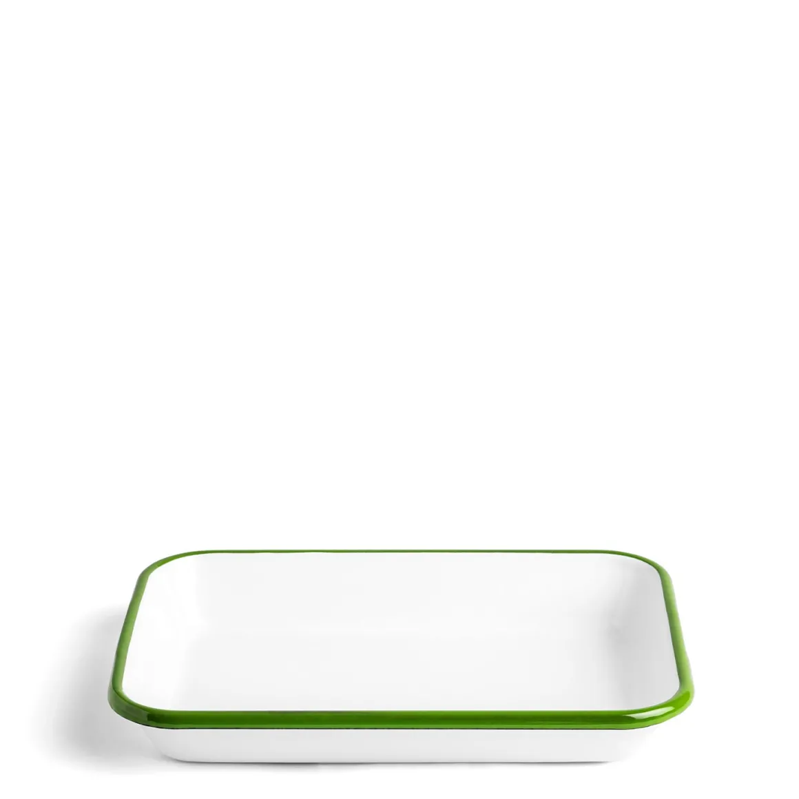 Daylesford Organic Tableware>White & Green Enamel Rectangular Dish 26cm