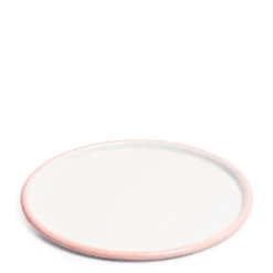 Daylesford Organic Tableware>White & Pink Enamel Pizza Plate 32cm
