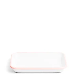 Daylesford Organic Tableware>White & Pink Enamel Rectangular Dish 26cm